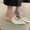 Thick-soled silver temperament bag head half slippers women's shoes wear spring and summer rhinestone Mary Jane sandals