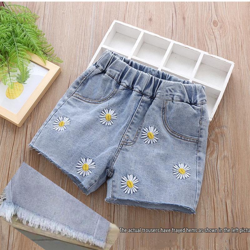 Girls  Embroidered Denim Shorts - Summer Style for Toddlers & Kids 140 cm