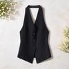Women's Halter V Neck Suit Vest Button Down Backless Blazer Waistcoat Sleeveless Crop Tank Top Vintage Dressy Vest