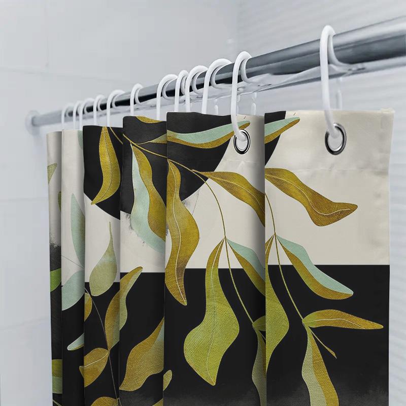 Botanical Shower Curtain Eucalyptus Greenery Leaf Pattern Nature Decor Bathroom Fabric Backdrop Waterproof Modern Farmhouse Styl