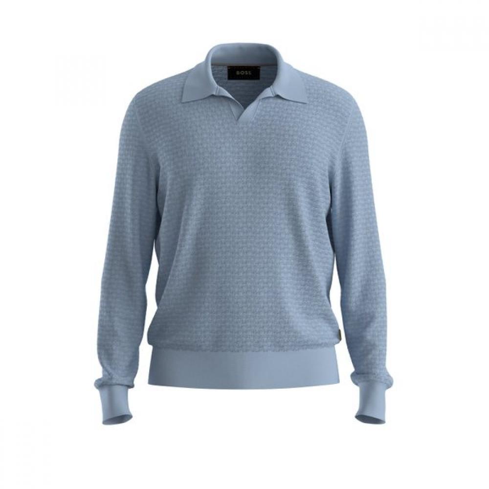 

Boss Regular Fit Jacquard Knit Silk Sweater Open Blue 50555201461 XL