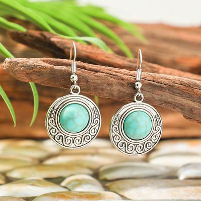 Turquoise Earrings Bohemian Tassel Earrings Geometric Alloy Vintage Temperament Exaggerated Ears