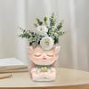 Girl Head Planter Cartoon Girl Statue Figurine Resin Creative Flowerpot for Living Room Indoor Outdoor Garden Tabletop Gifts
