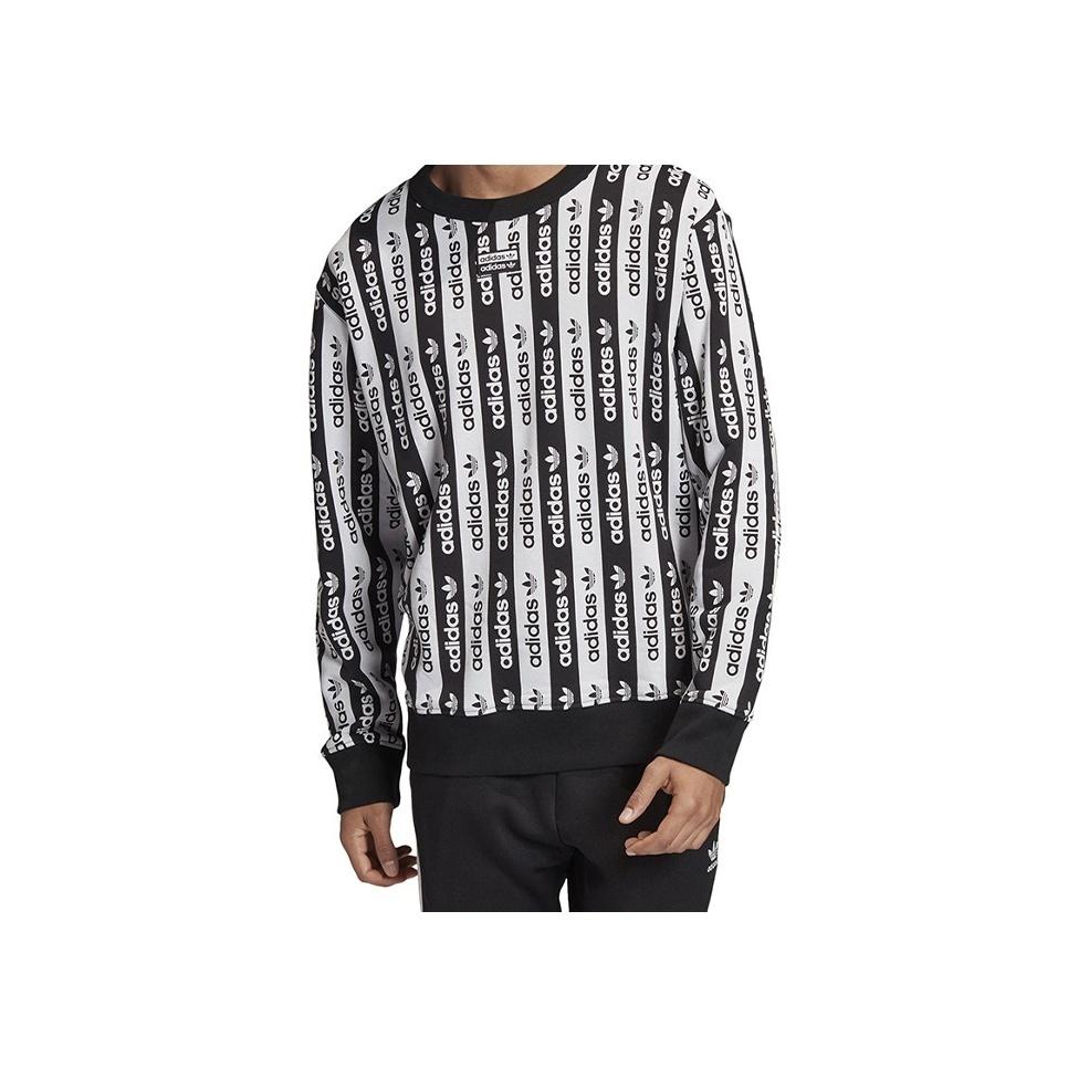 Adidas Originals Trefoil D Crew Colorblock Stripe Sweatshirt Men Sweatshirt Black White FM2292