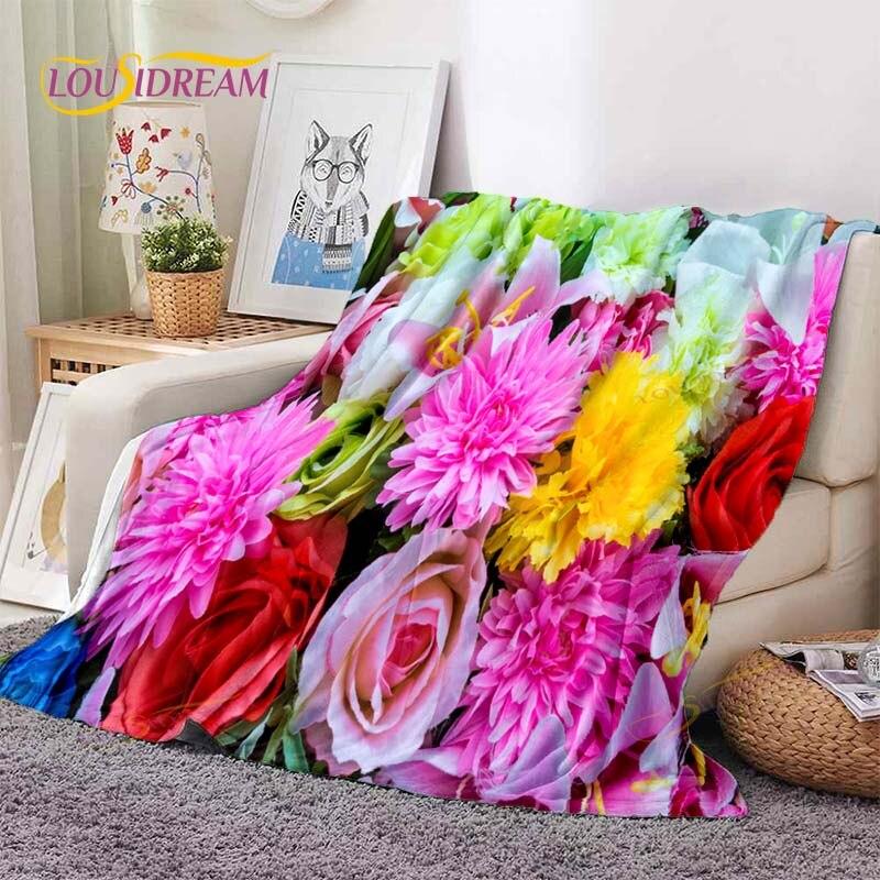 

Одеяло с цветком розы, фланелевое одеяло, супер мягкое одеяло для спальни, дивана, дивана, подарочное одеяло для телевизора, постельные принадлежности 150x200cm