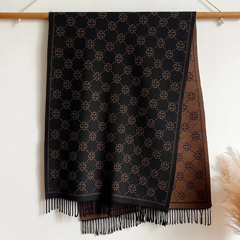 2025 Brand Warm Cashmere Poncho Shawl Scarf Luxury Print Thick Pashmina Winter Blanket Wraps Bufanda Casual Hijab Stoles Echarpe