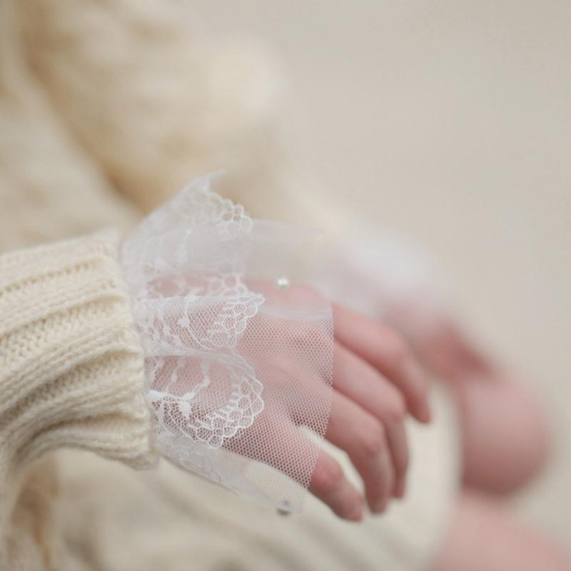 Damen Manschetten Abnehmbare Spitze Rüschen Winter Herbst Hemden Pullover Sweatshirt Falsche Ärmel Weiß