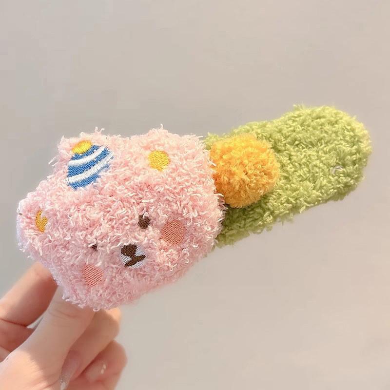 Plush Bear Hair Clip for Women Fashion Large Duckbill Clip Sweet Cute Girl Side Clip Hairpin