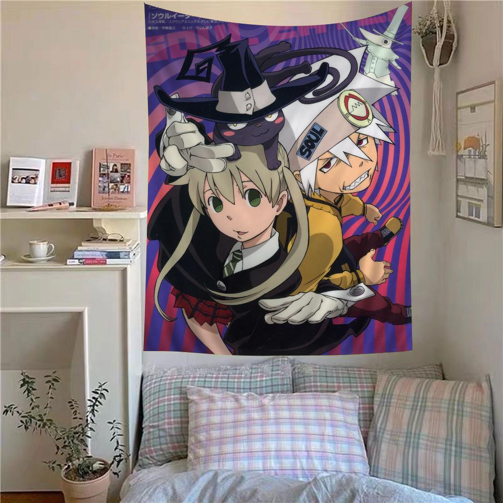 

Гобелен Soul Eater Хиппи Цветы Аниме графика хиппи цветы подходит для стен общежития хиппи-вдохновленные пространства 74x94cm(29x37in)