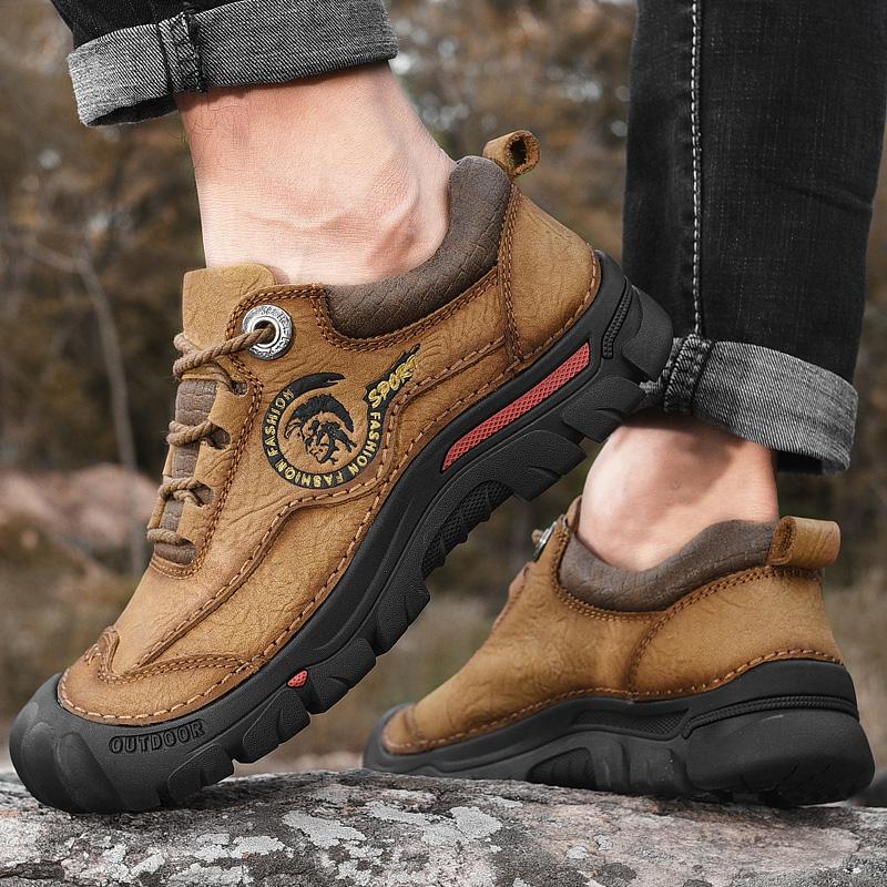 Genuine Leather Men Shoes Sneakers Outdoor Shoes Men Flats Comfortable Men Walking Hiking Shoes