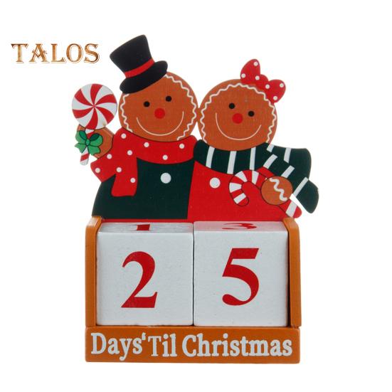 

Пряничный человечек Рождественский календарь обратного отсчета Деревянные блоки Настольное украшение Праздничный адвент-календарь для декора офисного стола A
