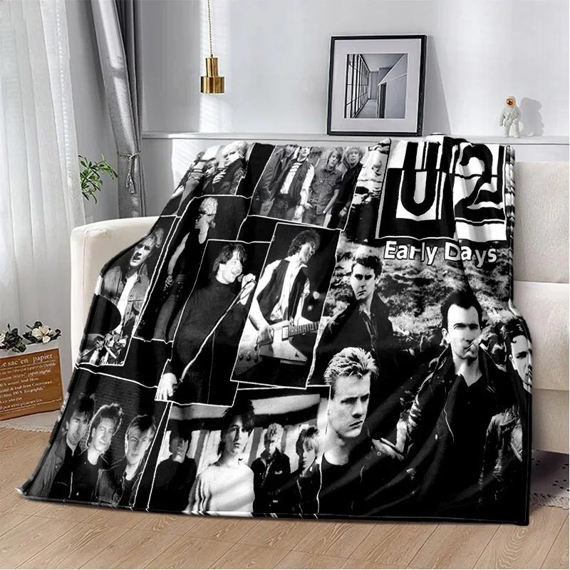 U2 Rock Bang Bono 3D Tisková deka, Měkká přehozová deka pro domácnost Ložnici Postel Pohovku Piknik Cestování Kancelář Krycí deka na odpočinek Děti