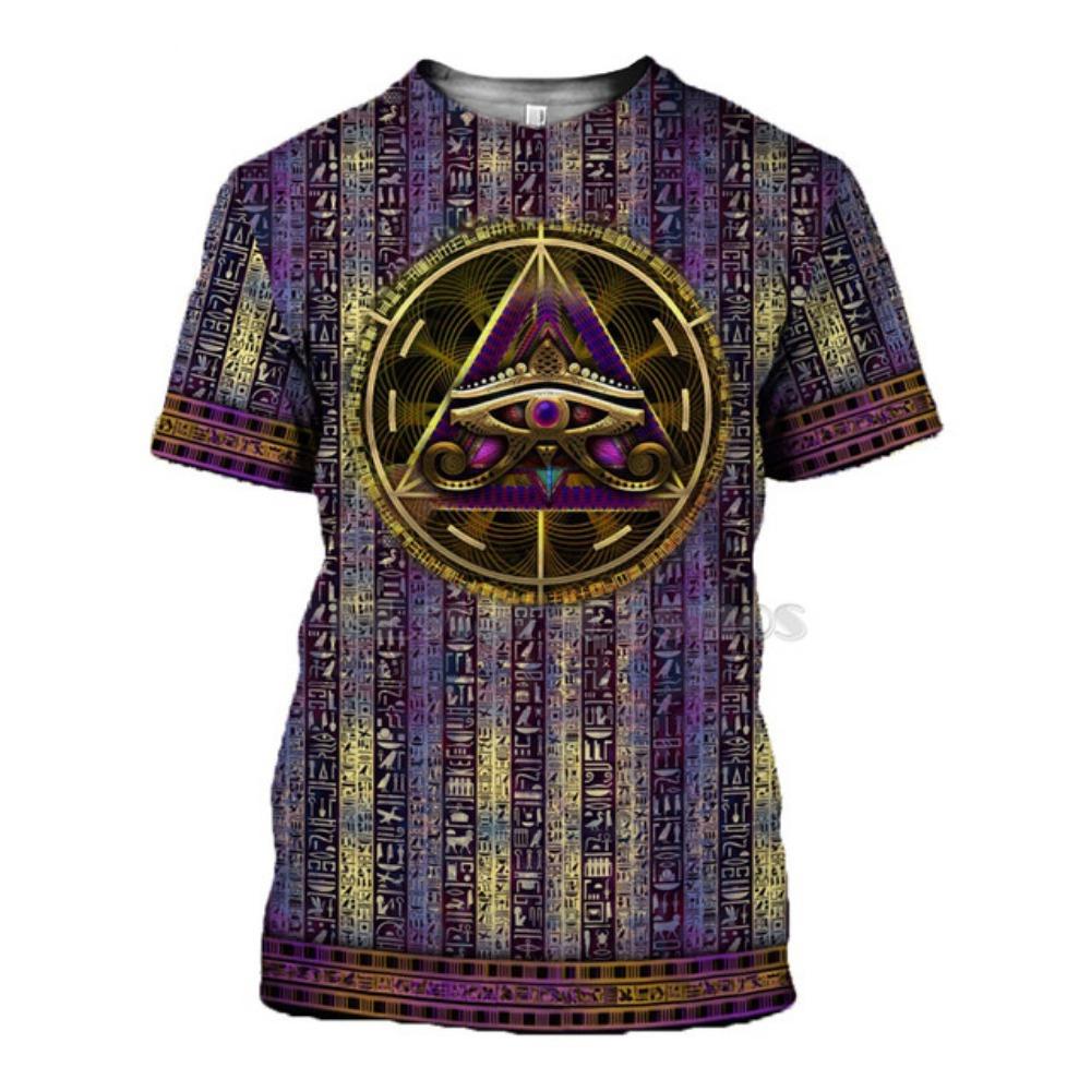 Men's Egyptian Totem 3D Printed T Shirt Summer Funny Retro Mystery Ancient Horus Harajuku Short Sleeve Streetwear