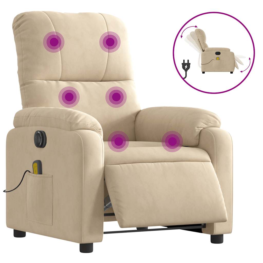 Electric Massage Chair Cream Microfiber Fabric