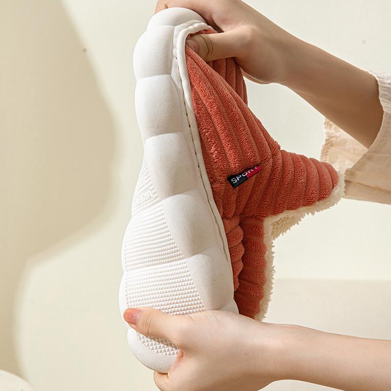 Men's and Women's Velvet-Lined Non-Slip Cotton Slippers for Indoor/Outdoor Use