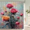 Rose Floral Shower Curtain Watercolor Flower Bath Curtain Polyester Fabric Waterproof Bathroom Curtains with Hooks Bath Screen