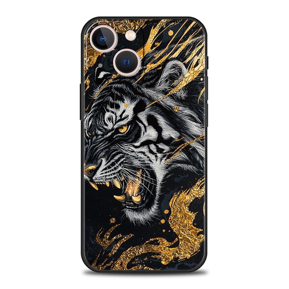 

Cool Animal Tiger Lion Phone Case For iPhone 17 16E 15 16 14 13 12 11 Pro Max 7 8 Plus Soft TPU Back Cover iPhone 16E