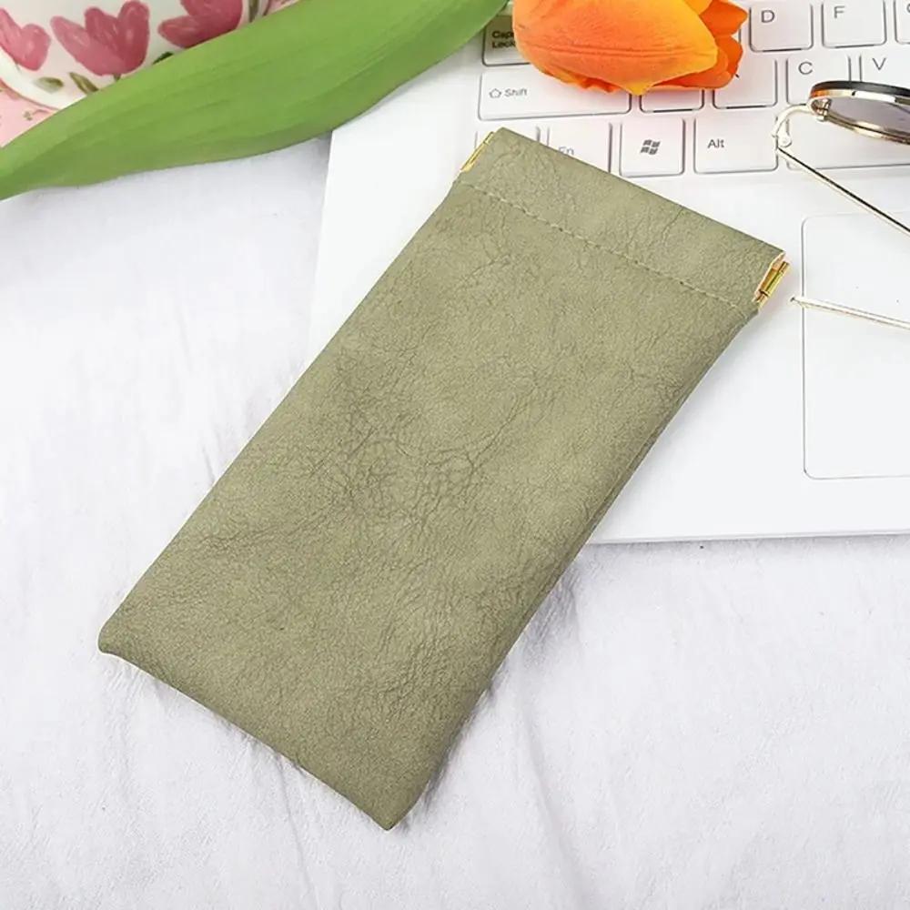 

2 шт. 4 цвета Мягкая сумка из ПУ кожи для солнцезащитных очков и очков для чтения Чехол-мешочек для солнцезащитных очков Унисекс Простые сумки для хранения очков Аксессуары зелёный