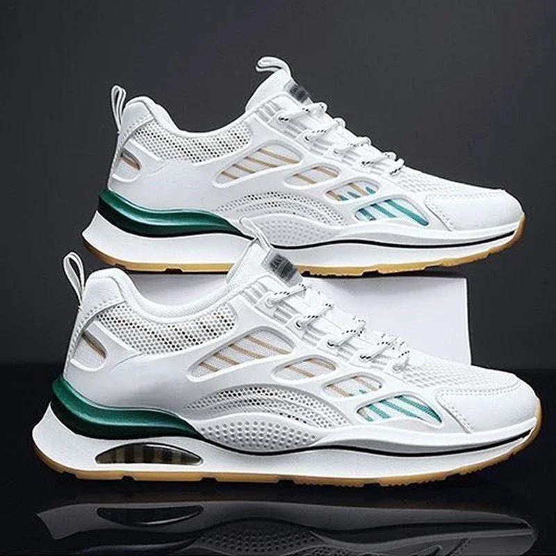 

2025 Мода Мужские Кроссовки Сетка Повседневная Обувь На шнуровке Мужская Обувь Легкая Вулканизированная Обувь Кроссовки для Ходьбы Zapatillas Hombre 39 зелёный