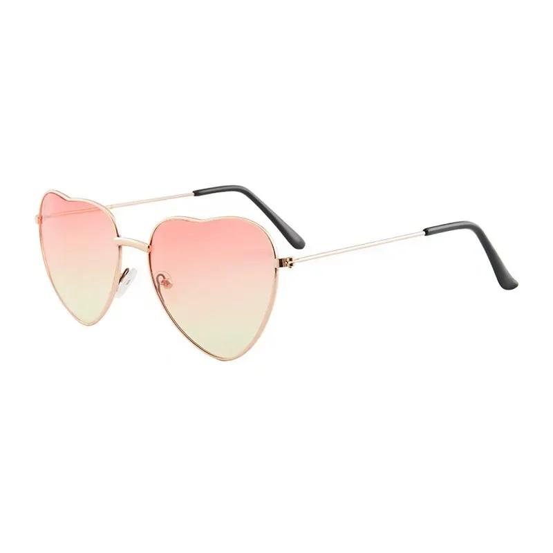Heart Frame Gradient Color Sunglasses Metal Frame Two-tone Lenses UV Protection Eyewear Outdoor Fashion Trend Sunglasses