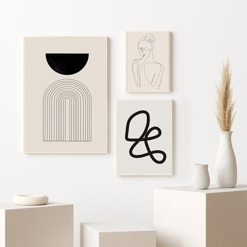 Abstract Bohemian Wall Art Print Poster Boho Canvas Paintings Minimalist Body Lines Modern Living Room Interior Home Decoration