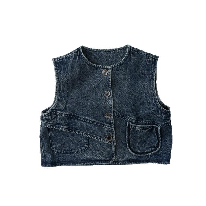 Kids Denim Sleeveless Vest Unisex Boys Girls Casual Kids Outerwear Clothing