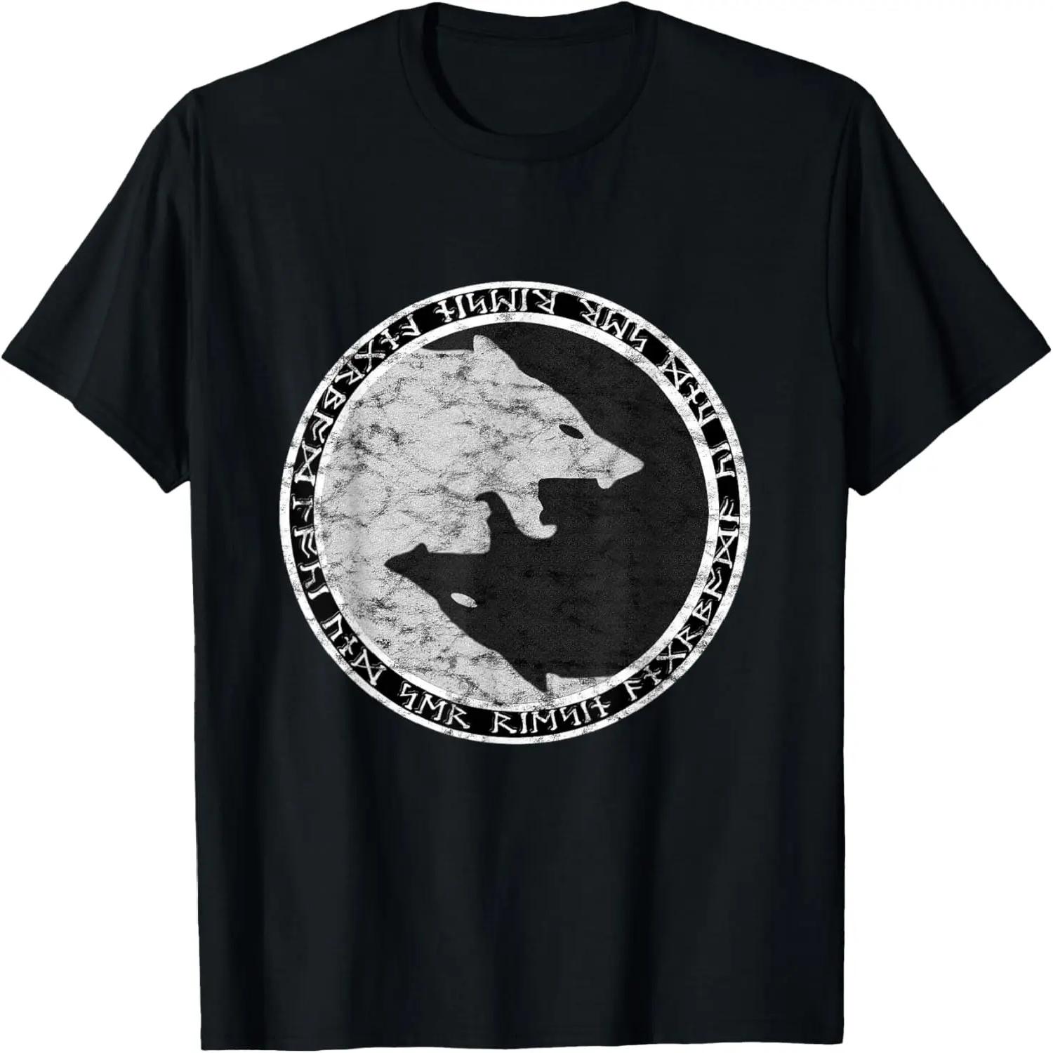 

Fenrir Wolf Of Odin With Norse Runes Distressed T-Shirt T-Shirt XXXXXL чорний
