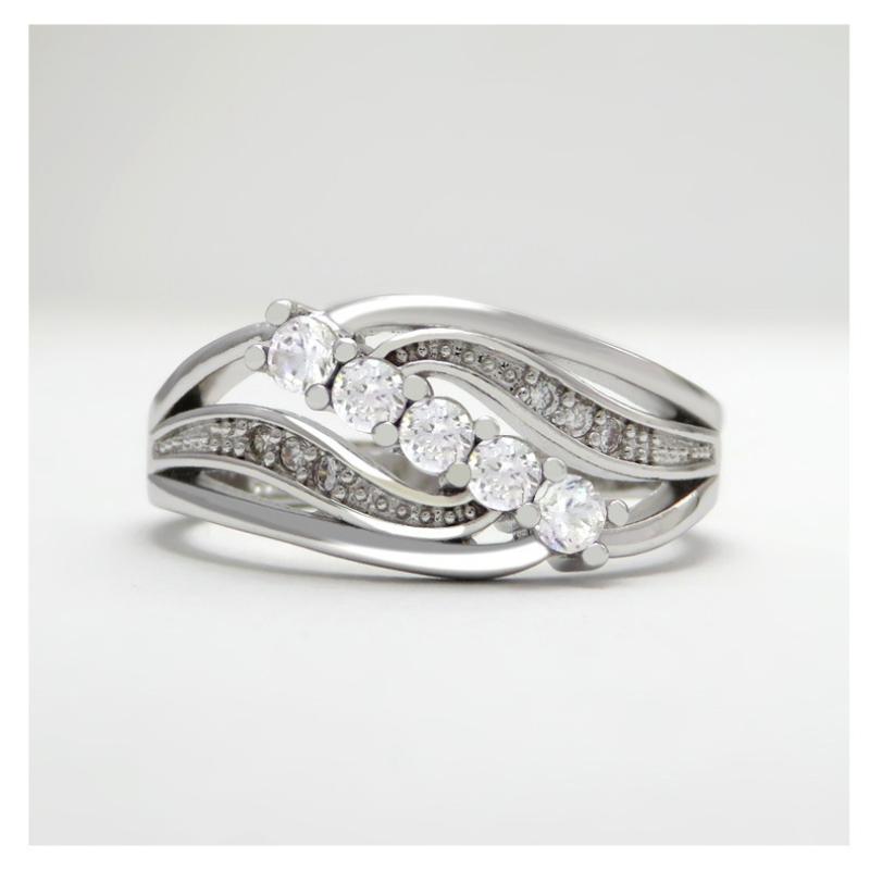 Lindon Classic Copper Alloy Zircon Ring Ladies Jewelry Wedding Promise Party Gift