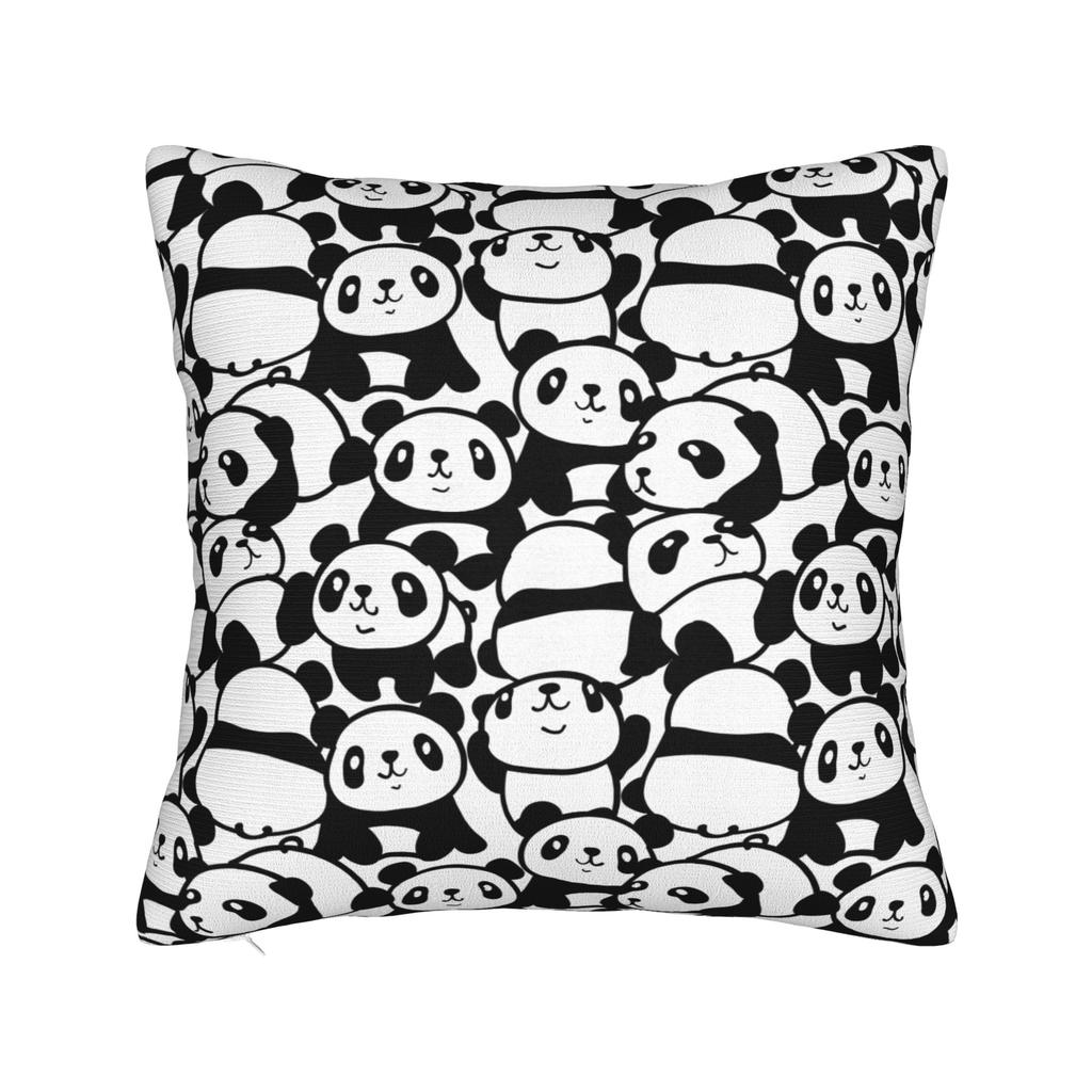 Sushi Panda Square Pillow Case Food Cushion Cover Vintage Polyester Decorative Throw Pillow Case Cover For Home 40*40Cm
