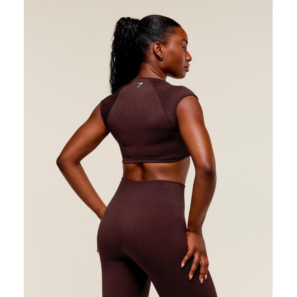 Gymshark Adapt Fleck X Whitney Short Sleeve Crop Top Cherry Purple Rich Maroon B4c3a Pcgn