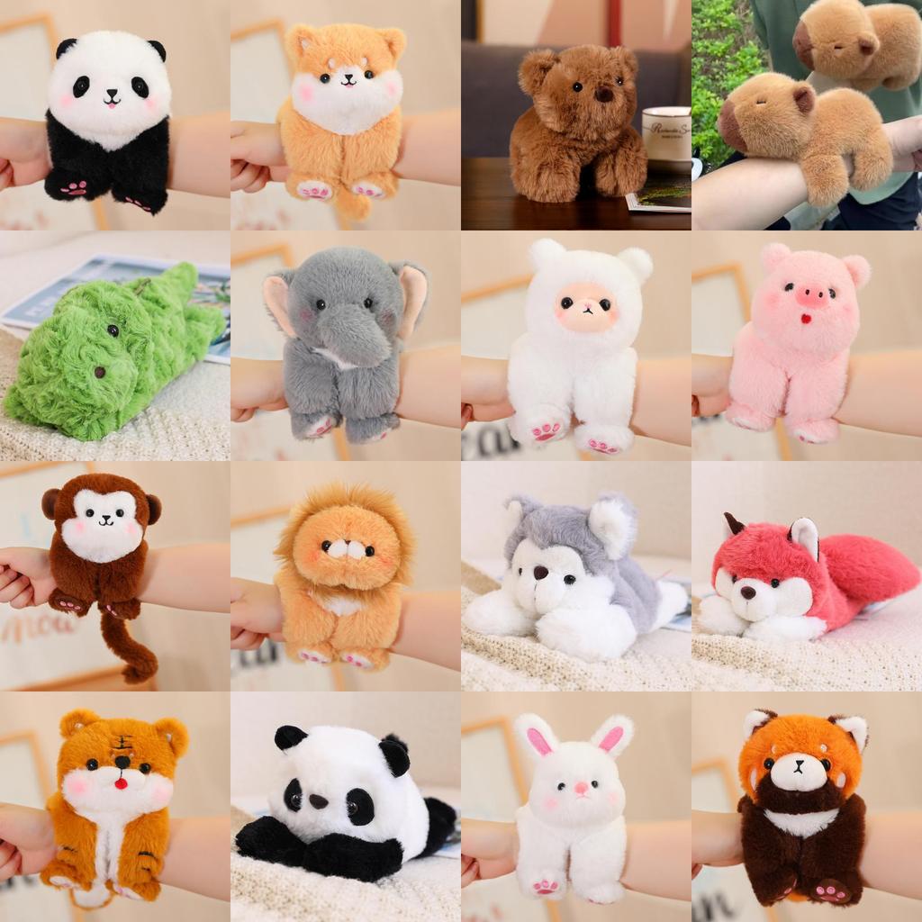 Cartoon Animal Hand Ring Plush Toy With Fox Dinosaur Shark For Kids Gift