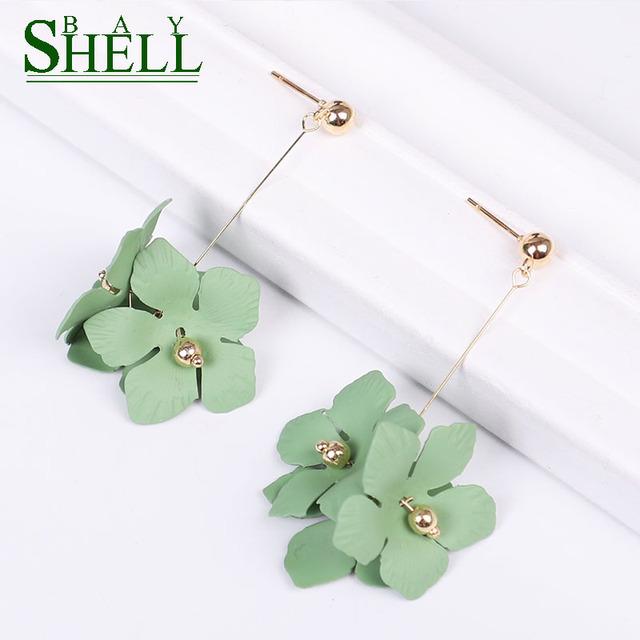 Shell Bay Metal Flowers Earrings For Women Long Drop Earrings Boho Fashion Geometric Simple Punk Cc Cute Earring Girls Boho