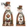 Handcrafted Wood Snowmen 2Pcs Rustic Wooden Snowman Tabletop Decor, Vintage Christmas Farmhouse Decorations Figurine, Holiday Centerpiece for