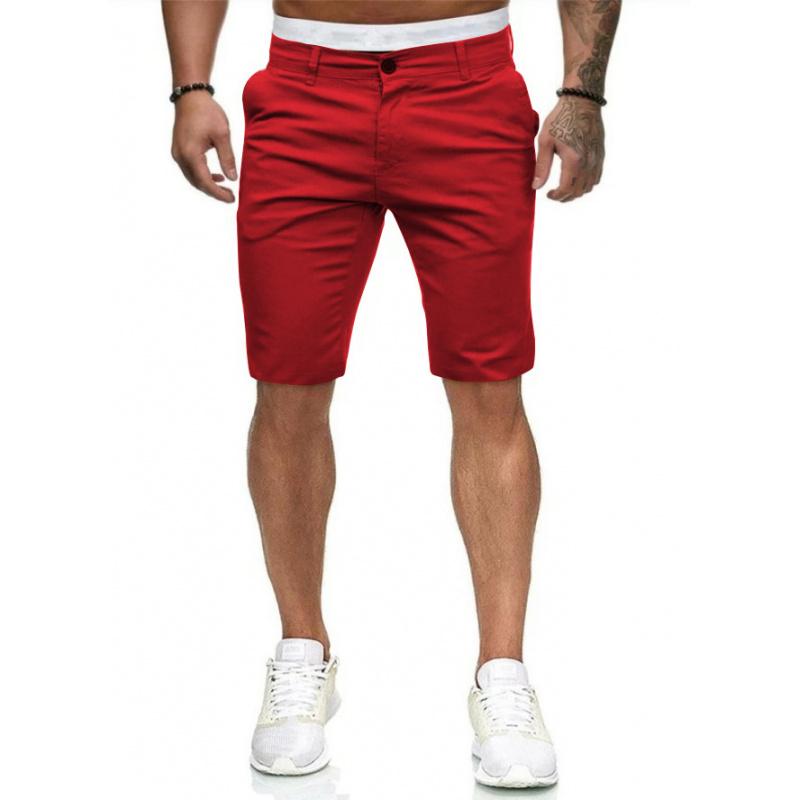 New Men Casual Fashion Solid Color Simple Slim Straight Shorts For Young Men