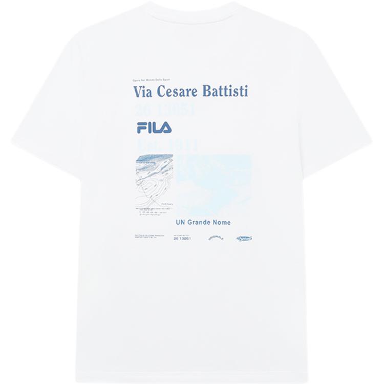 New FILA T Shirts Men's Rinse Snow F11M329116G-WT