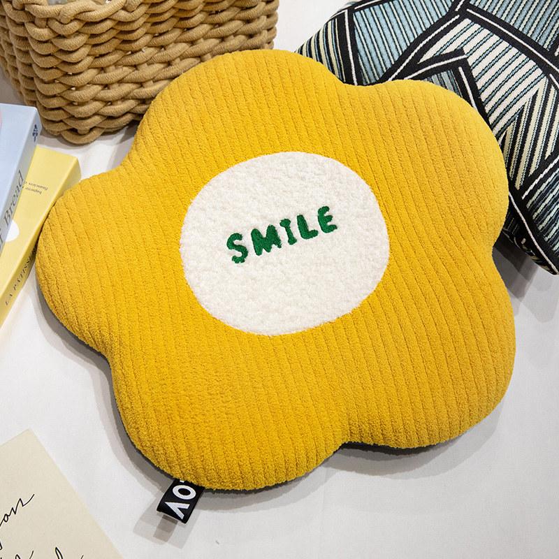 

ins Nordic creative smiley face flower memory cotton seat cushion plush throw pillow dormitory home gift cushion removable and washable About 45cm-0.5KG імбирний