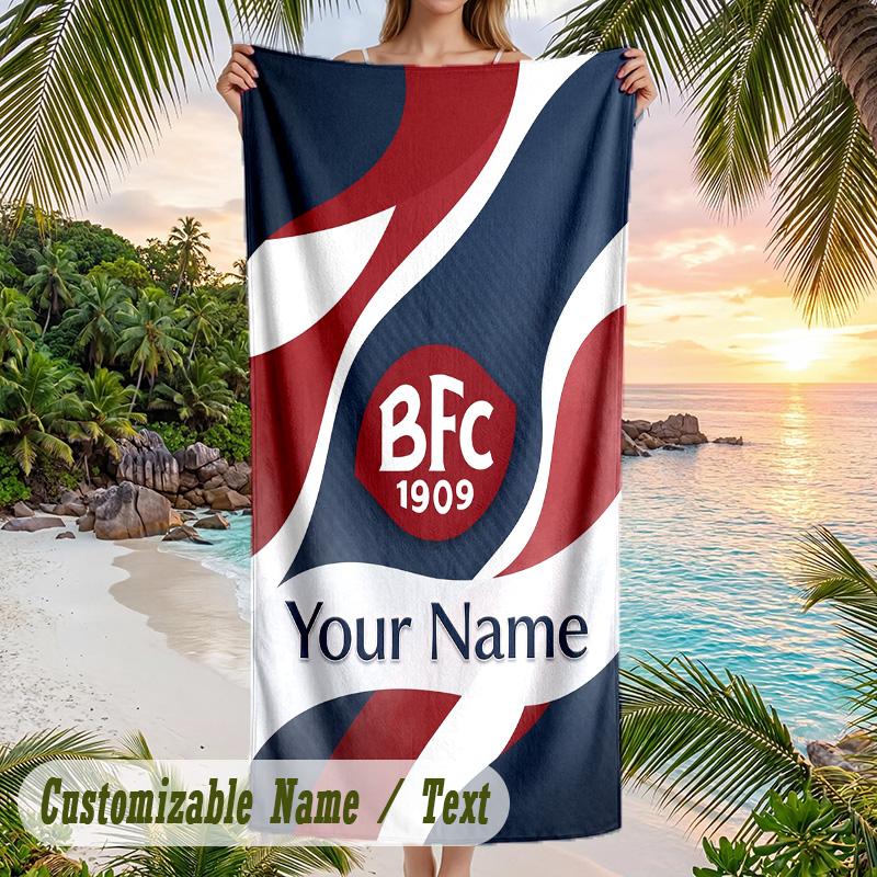 Beach Towel Bologna FC Print Custom Name Text Soft Towel for Swimming Pool