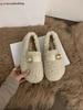 2025 new autumn and winter lamb wool warm piled cotton ladyshoes Korean version gentle pedal wool shoes women's outer wear