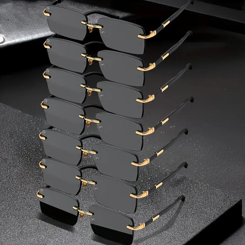 7 Pairs of Fashionable Frameless Rectangular Lenses Frameless Glasses Suitable for Casual Beach Decoration