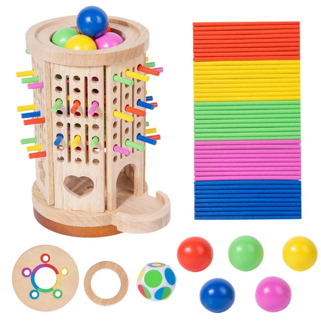 Rotating Toy Hand Eye Coordination Balance Game Focus Training Wooden Structure for Kids,
