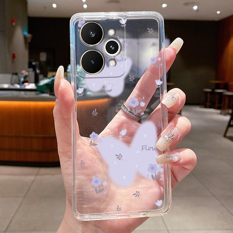 For Realme 15 Pro 15T 5G Elegant Flower Butterfly Bow Phone Funda Cover RMX5106 RMX5101 Soft Silicone Transparent TPU Jelly Case