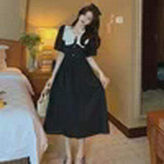 

Летнее платье 2025 года в стиле французского ретро в стиле Хепберн с тонкими черными вставками Medium