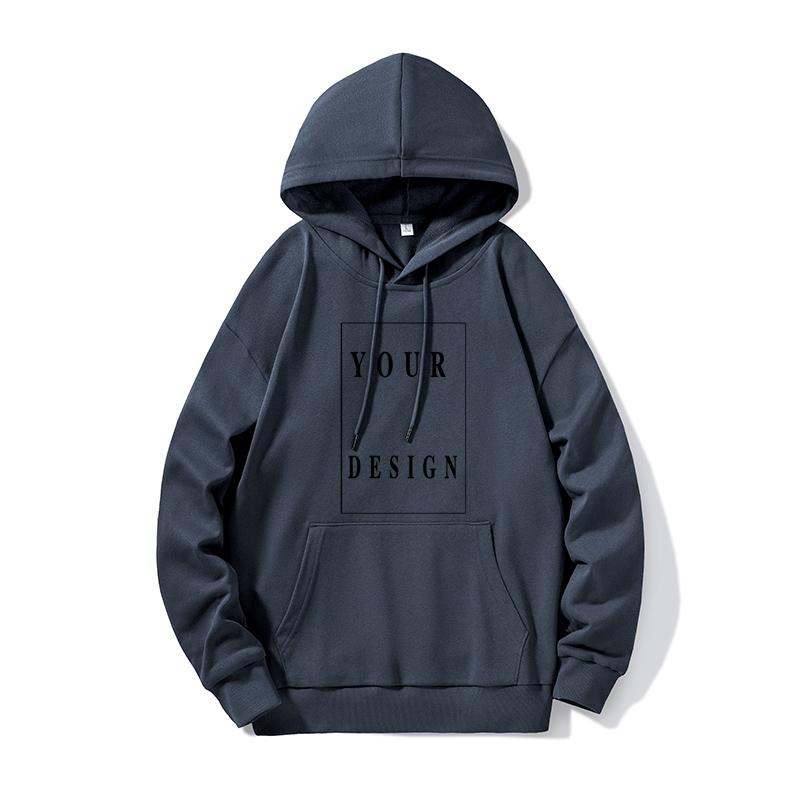 

280г Хлопок На заказ Унисекс Классические Толстовки Пуловеры Кэжуал с Круглым Вырезом S темно-синий