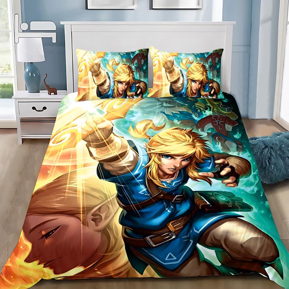 Games Z-Zeldas Of Legends Duvet Cover Pillowcase Game Scene Print Bedding Set Adult Boy Bedroom Decoration Single Double Siz