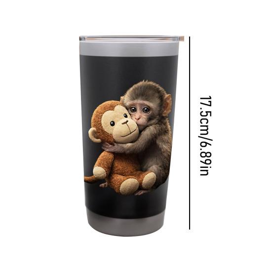 Double Wall Insulated Tumbler Cartoon Monkey Water Bottle 600ml Stainless Steel Travel Mug Portable Thermal Drink Container for Home