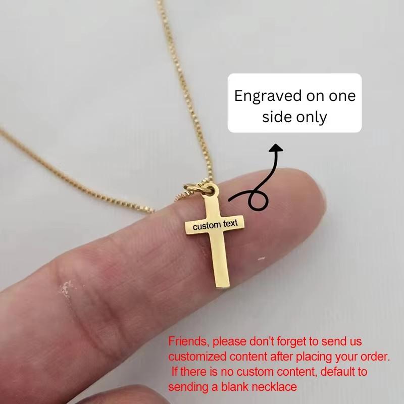 Custom Engraved Name Gold Plated Cross Necklace For Kids Girls Boys Personalized Children Jewelry Gifts