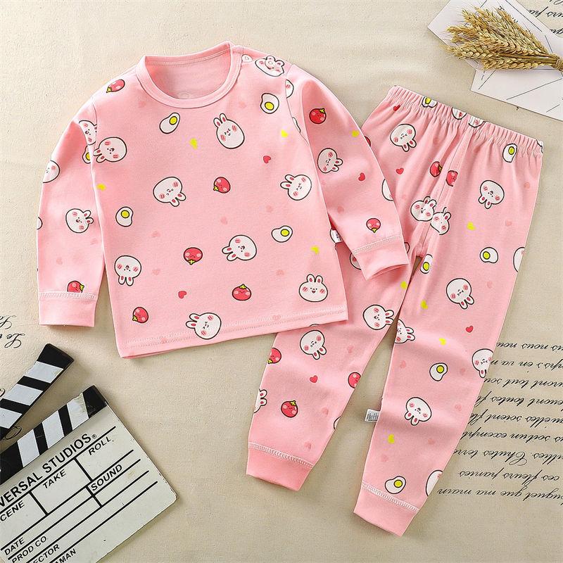 2026 Summer Children Long Sleeve Pant Underwear Set Baby Spring O-Neck Cartoon Cotton Pajama Set Home Wear Clothing for Girl Boy