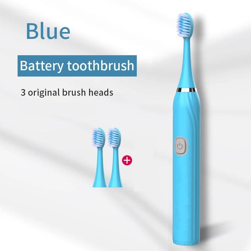 

Электрическая зубная щетка с аккумулятором для взрослых, мягкая щетина, водонепроницаемая гигиена полости рта, отбеливание зубов, набор сменных насадок J260 Blue no box