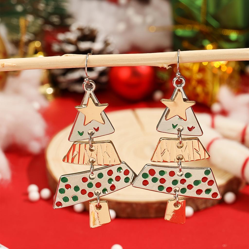 Women's Christmas Tree Holiday Earrings - Cute Long Fashionable Pendant for Celebratory Wear, Durable Material, Holiday Charming Gift