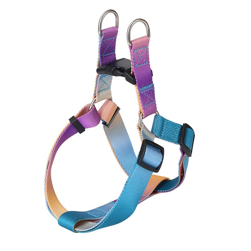 Pet Supplies Colorful Dog Leash Out Walking Dog Rope Anti-break Free Dog Rope Gradual Change Pet Chest Strap